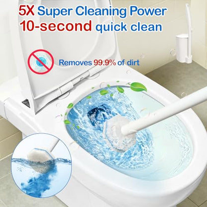 Disposable Toilet Brush Cleaning System with 20 Refills - Includes 1 Brush + 20 Refills