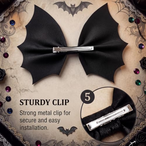 Black Bat Wing Bow Halloween Tree Topper - Spooky Gothic Decor