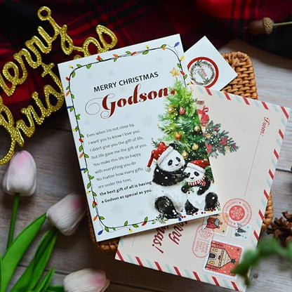 Godson Christmas Card with Envelope and Seal - Holiday Greeting Card for Godson