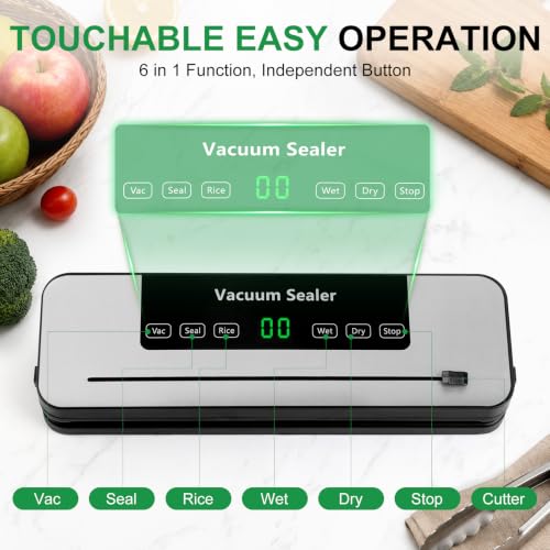 Automatic Food Vacuum Sealer Machine with Bag Cutter - Compact & 6 Modes
