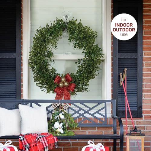2 Pack Heavy Duty Wreath Hangers for Glass Doors - Suction Cup Christmas Decor