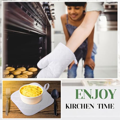 White 24 Pcs Sublimation Oven Mitts and Pot Holders Kit - Heat Resistant Kitchen Set