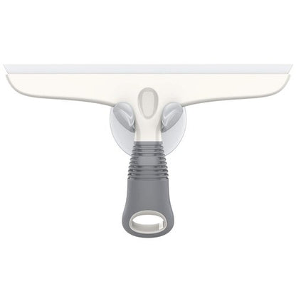 MR.SIGA Multi-Purpose Silicon Squeegee for Window, Glass, Shower Door, Car Windshield, Heavy Duty Window Scrubber, Includes Suction Hook, 10 inch, White & Gray, 1 Pack