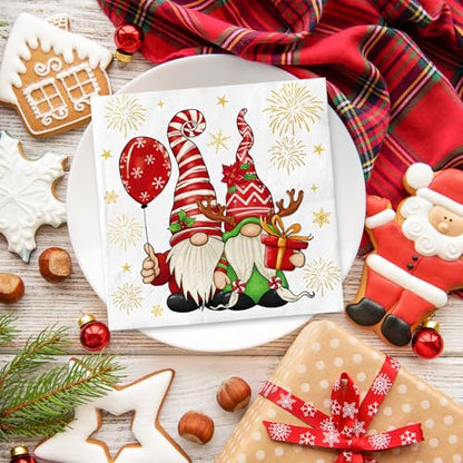 Christmas Paper Napkins 80Pcs Gnome Firework Party Decor Disposable Luncheon & Dinner Napkins - Variations of THIS listing