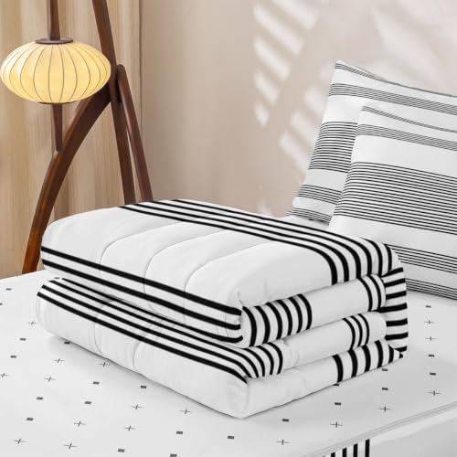 Black / Twin Zip Up Bedding Set with Comforter & Fitted Sheet Kids Boys Girls