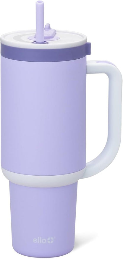 Ello Oasis 40 oz Tumbler - Insulated Stainless Steel Cup with Handle & Straw | 100% Leakproof, Twilight Color