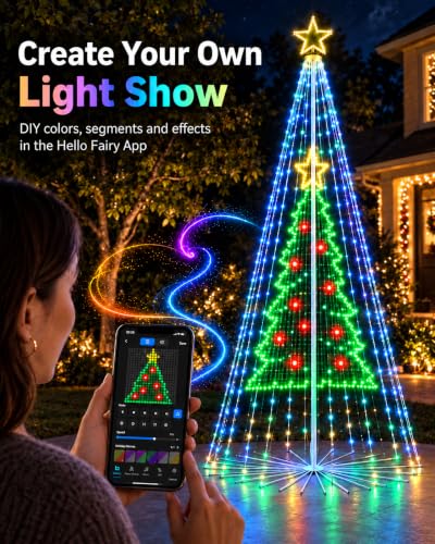 10FT RGB Outdoor Christmas Tree Lights - Cone Tree for Yard with App Control