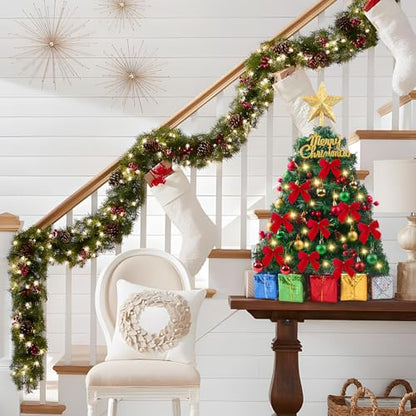 Mini Tabletop Christmas Tree with Lights and Decorations - 23 Inch