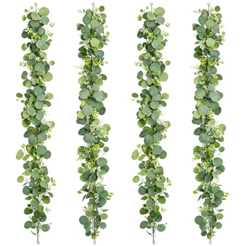 Artificial Eucalyptus Garland 4 Pack - 5.9 Ft Lush Greenery for Wedding Decor
