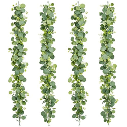 Artificial Eucalyptus Garland 4 Pack - 5.9 Ft Lush Greenery for Wedding Decor