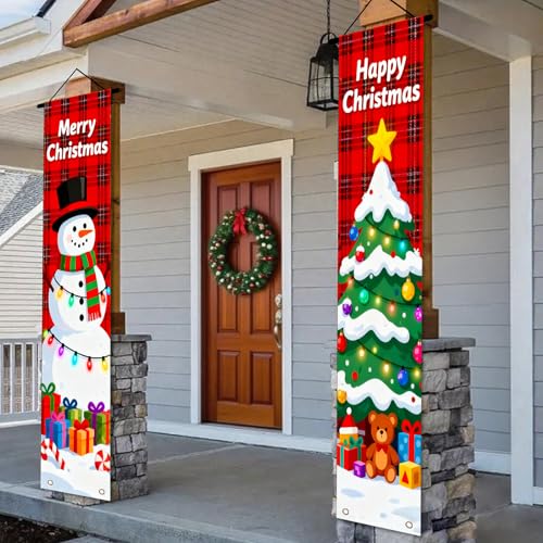 Nuxovilar Snowman Christmas Porch Banner Set - Ri50493, 12x71 Inches Polyester