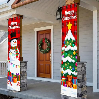 Nuxovilar Snowman Christmas Porch Banner Set - Ri50493, 12x71 Inches Polyester