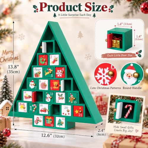 Wooden Christmas Advent Calendar with 24 Drawers - Holiday Countdown Decor