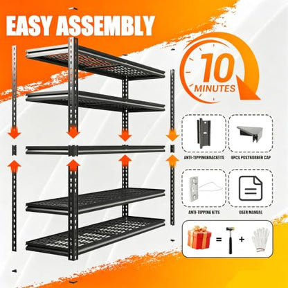 Heavy Duty Metal Shelving Unit 48x24x72 Diamond-Hole Shelving - 3030LBS Capacity, Adjustable Storage Rack