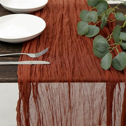 Fall Table Runner Cheesecloth Terracotta 10FT Thanksgiving Decor