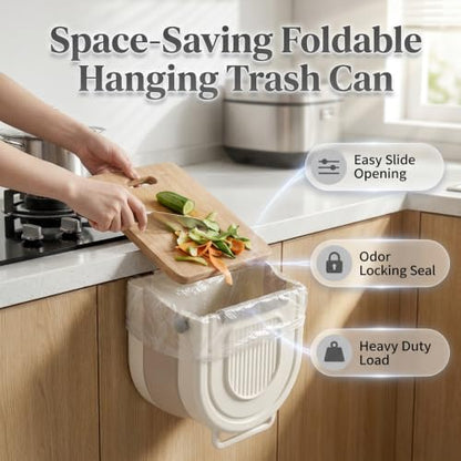 Multipurpose Hanging Collapsible Trash Can - Gray, 8.5x8.7x4.9in, 1.84 Gal