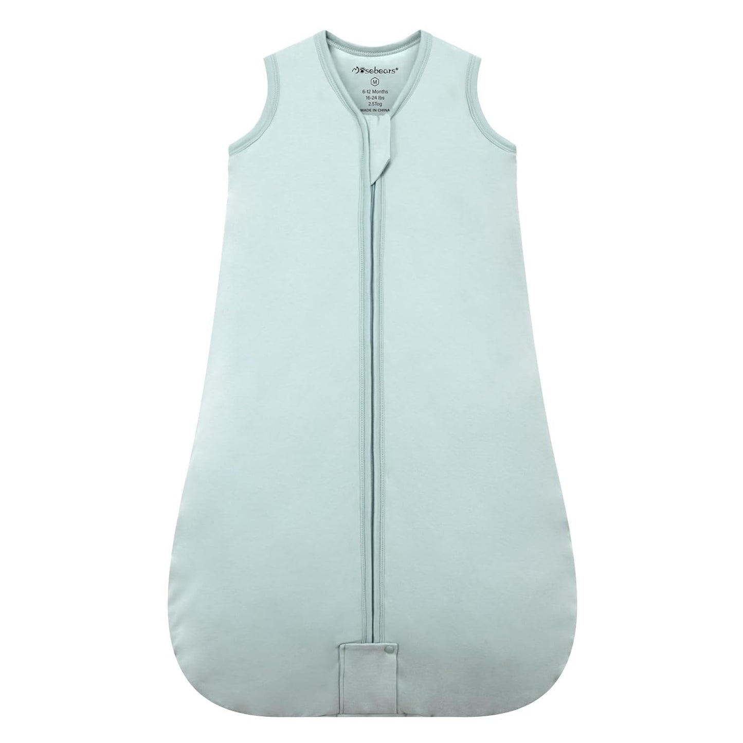 Mosebears Sleep Sack - Baby Winter Wearable Blanket with 2-Way Zipper | 2.5 TOG Cotton, Calm Sage, 12-18 Months