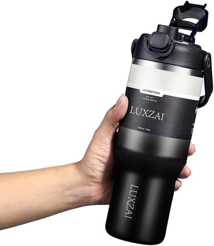 Skiennix 32 oz Insulated Stainless Steel Tumbler - Leak-Proof Travel Mug with 2-in-1 Lid