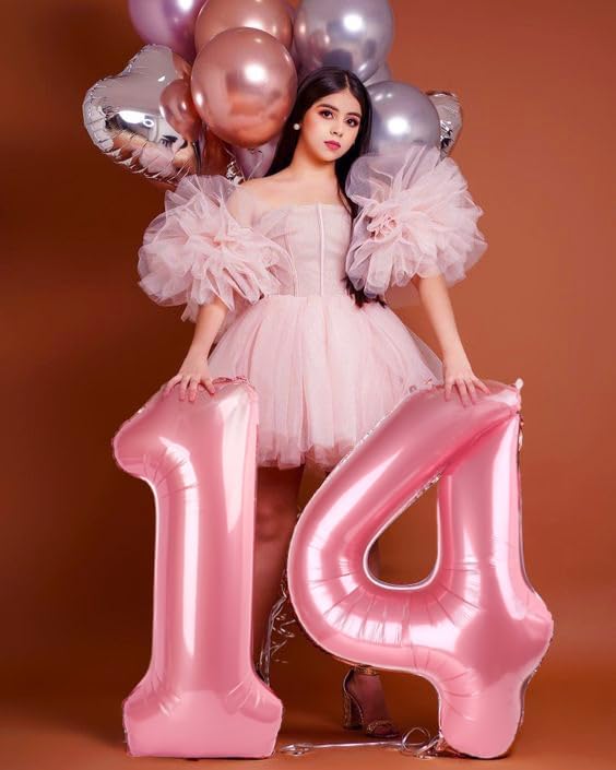 Number Balloons | 40 Inch Pearl Pink 24-Pack | Perfect for Happy Birthday & Wedding Celebrations
