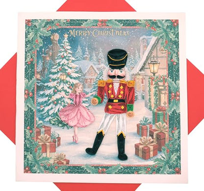 Merry Nutcracker Christmas Quilling Card - Handmade Holiday Greeting Card