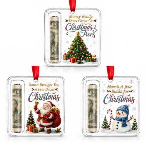 Christmas Money Gift Ornament Set with Cash Holders - Santa Snowman Tree