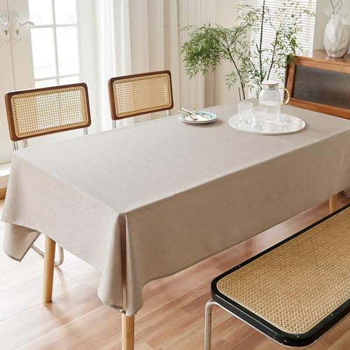 AUSSPVOCT Textured Linen Tablecloth Rectangle 52x70 Waterproof Spill-Proof Wipeable Table Cloth Wrinkle Free Linen Outdoor Table Cover for Birthday Party Farmhouse Tablecloths Up to 54''X36'' Tables