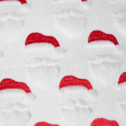 Christmas Santa Pillow Cover Set of 2 - 18x18 Inch Faux Fur & Embroidery Holiday Decor