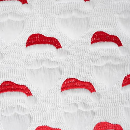 Christmas Santa Pillow Cover Set of 2 - 18x18 Inch Faux Fur & Embroidery Holiday Decor