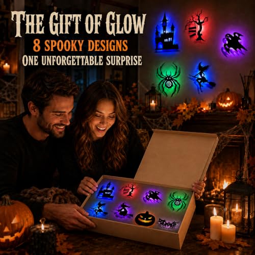 8 PCS Halloween LED Wall Lights - Bat Silhouette Decorations, Spooky Indoor Lighting