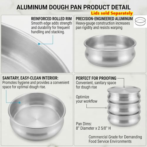Heavy Duty Aluminum Dough Proofing Pans Set of 2 - 48 Oz Commercial Bread & Pizza Storage