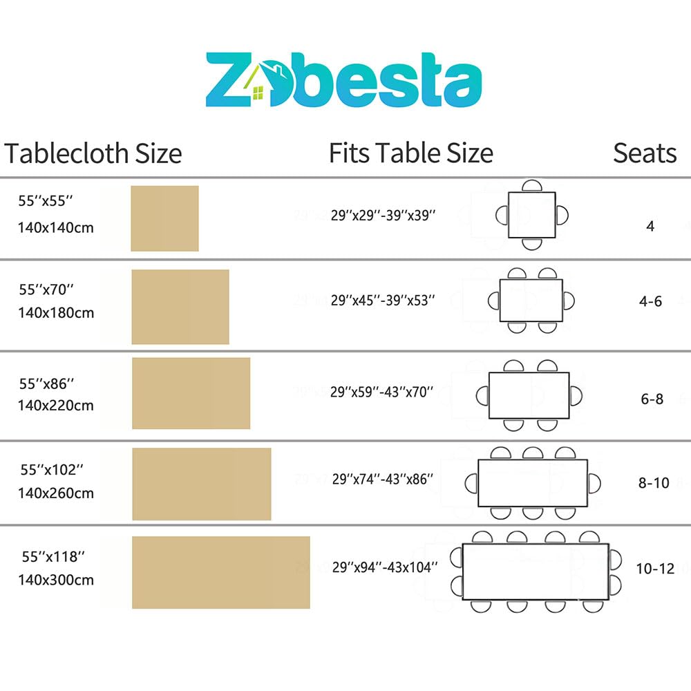 Zobesta Vinyl Tablecloths for Rectangle Tables, Heavy Duty Vinyl Tablecloth Vinyl Table Cover Table Cloth Rectangle Table for Kitchen and Outdoor (Beige Leaves, 55 x 102 Inch, 8-10 Seats)