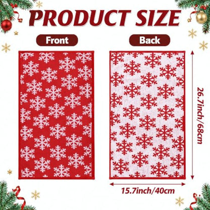 2pcs Christmas Snowflake Hand Towels Red White Seasonal Decor