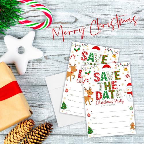 Plaid Reindeer Save The Date Christmas Invitations Pack with Envelopes - 4x6, 20 Count