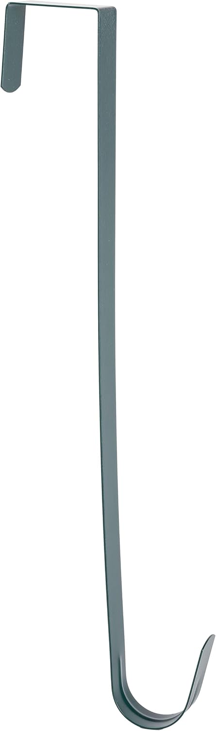 Sattiyrch 15" Wreath Hanger - Sturdy Steel Over The Door Hook for Front Door Decor (Green, 2-Pack)