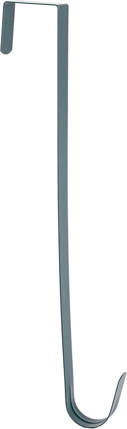 Sattiyrch 15" Wreath Hanger - Sturdy Steel Over The Door Hook for Front Door Decor (Green, 2-Pack)