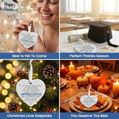 3-Inch Ceramic Heart Ornament - Appreciation Gift with Gift Box