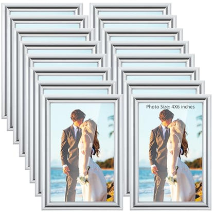 Kathfly 16 Pack Silver 5x7 Inch Photo Frames Wall & Table Display