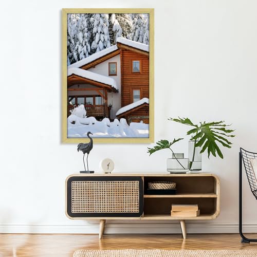 Gold 24x36 Frame Set of 3 - Vintage Poster Wall Gallery Display, Plexiglass