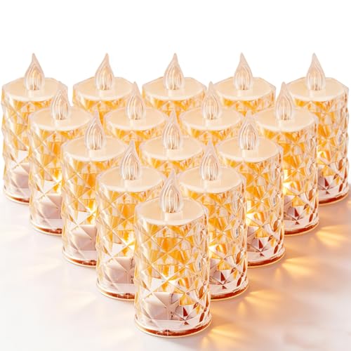 Battery Operated Flameless LED Tea Light Candles 12 Pack - White / Pack of 12