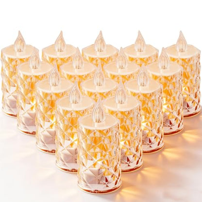 Battery Operated Flameless LED Tea Light Candles 12 Pack - White / Pack of 12