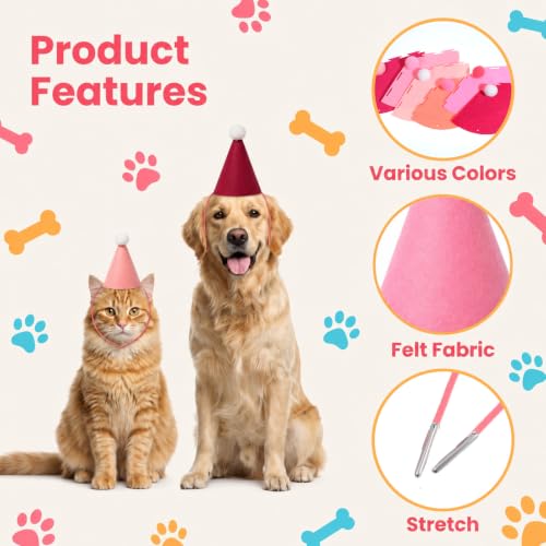 6 Pack Pink Mini Party Hats for Stuffed Animals & Small Pets