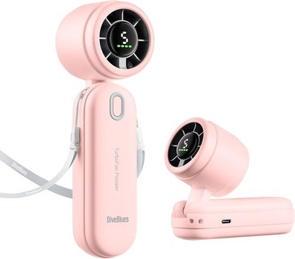 Diveblues Handheld Fan - 3-in-1 Mini Portable Turbo Fan with 12H Max Cooling | 4000mAh Battery & LED Display