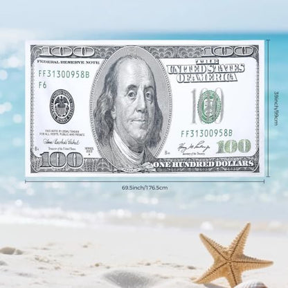 Funny $100 Bill Beach Towel for Kids & Teens – Microfiber Pool & Bath Towel