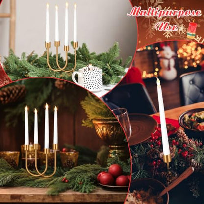Gold Christmas Tree Topper Candelabra Set with LED Candles & Remote Control