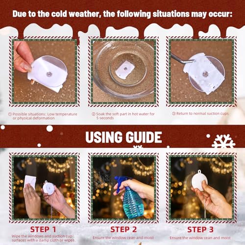 Warm White Christmas Window Lights Decorations Bell Tree Star Set - 3 Pack