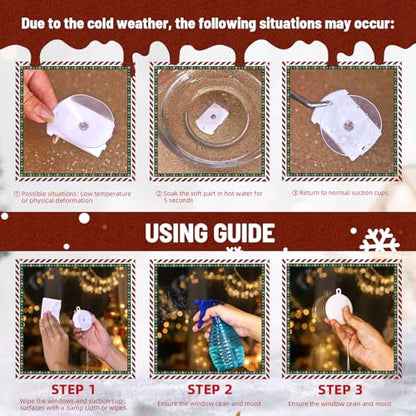 Warm White Christmas Window Lights Decorations Bell Tree Star Set - 3 Pack