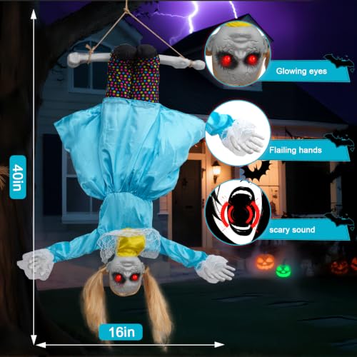 Halloween Hanging Doll with Flailing Arms, Glowing Eyes & Sounds - Outdoor & Indoor Decor