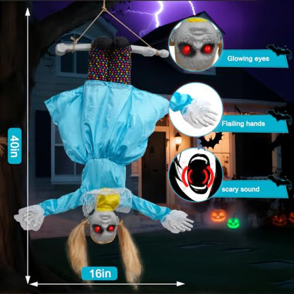 Halloween Hanging Doll with Flailing Arms, Glowing Eyes & Sounds - Outdoor & Indoor Decor