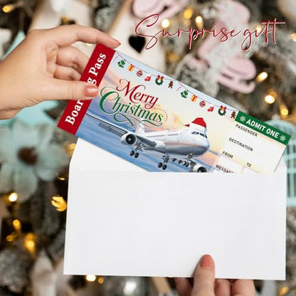 Christmas Boarding Pass Gift Card Set - Surprise Travel Reveal for Holiday Gifts