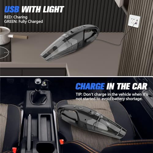 Cordless Handheld Vacuum Cleaner with 12kPa Suction, 25-Minute Runtime